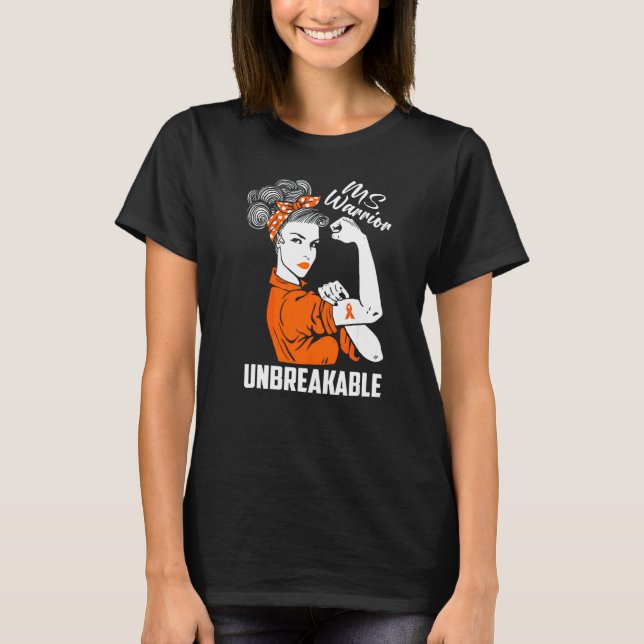 Många Sclerosis Awareness Warrior Unbryabl T Shirt (Framsida)