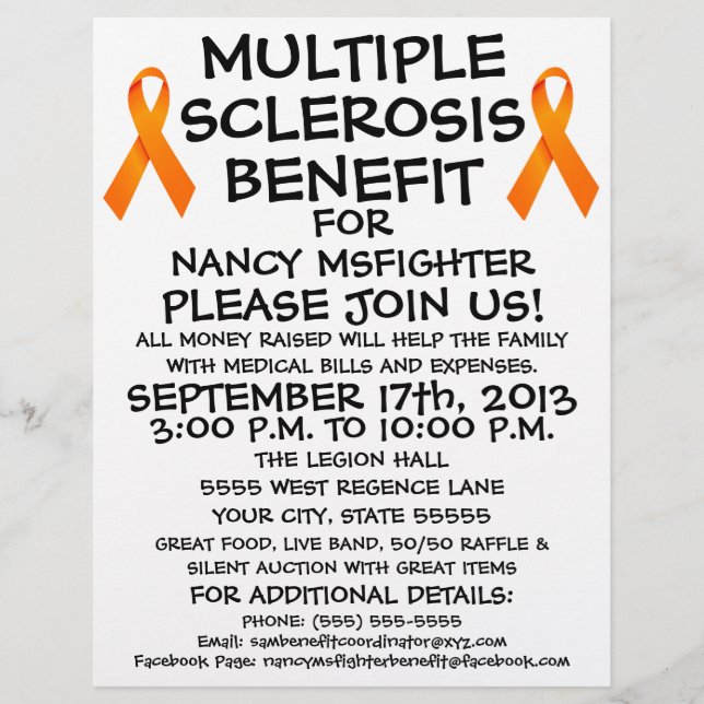 Många Sclerosis Benefit Flyer (Framsidan)