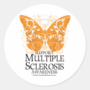 Många Sclerosis Butterfly Runt Klistermärke