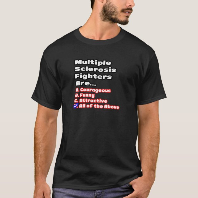 Många Sclerosis Fighter Quiz Tee Shirt (Framsida)