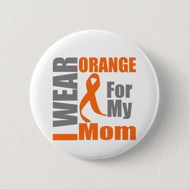 Många Sclerosis I Bära Orange Ribbon Mamma Knapp (Framsida)