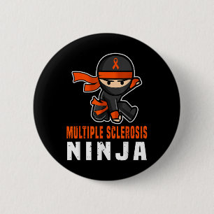 Många Sclerosis Ninja Awareness Funny Orange Ri Knapp
