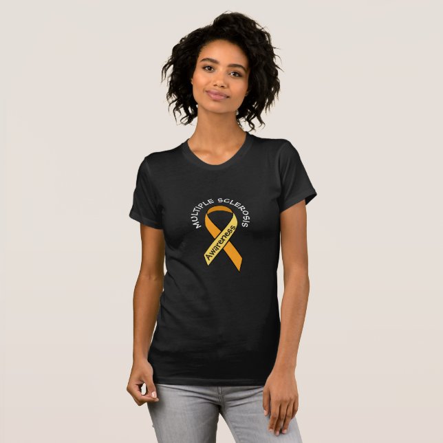 Många Sclerosis Orange Awareness Ribbon Shirt T (Hel framsida)