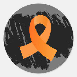 Många Sclerosis Orange Ribbon with Scribble Runt Klistermärke