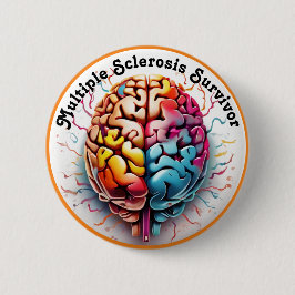 Många Sclerosis Survivor Colorful Brain Knapp