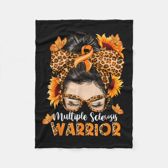 Många Sclerosis Warrior Awareness Orange Mes Fleecefilt (Framsidan)