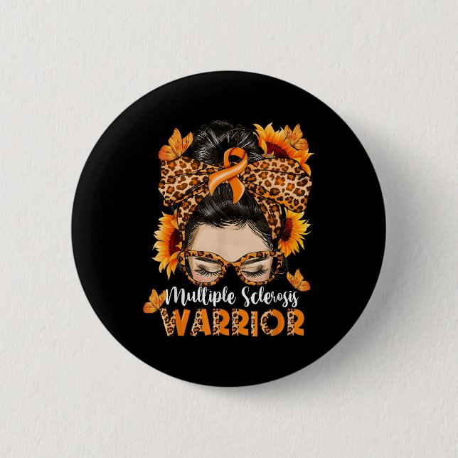 Många Sclerosis Warrior Awareness Orange Mes Knapp (Framsida)