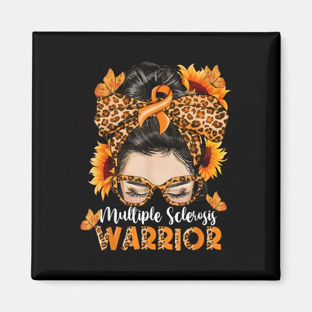 Många Sclerosis Warrior Awareness Orange Mes Magnet (Framsidan)