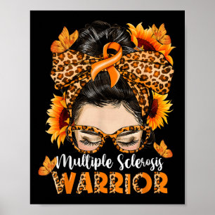 Många Sclerosis Warrior Awareness Orange Mes Poster