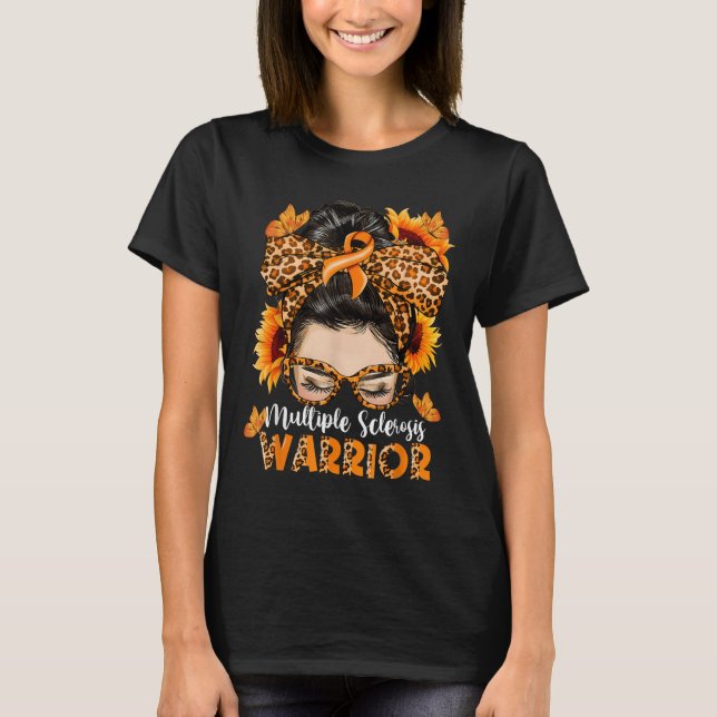 Många Sclerosis Warrior Awareness Orange Mes T Shirt (Framsida)