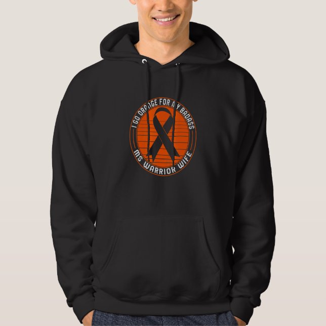 Många Sclerosis Warrior Orange Ribbon M Hoodie (Framsida)
