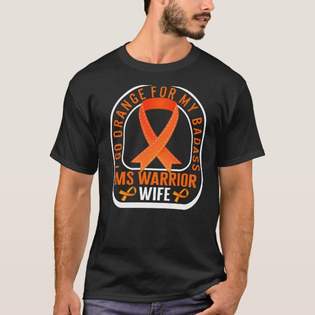 Många Sclerosis Warrior Orange Ribbon M T Shirt (Framsida)