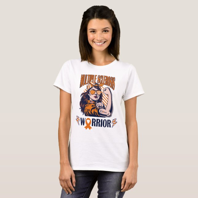 Många Sclerosis Warrior Tro and Fight T Shirt (Hel framsida)