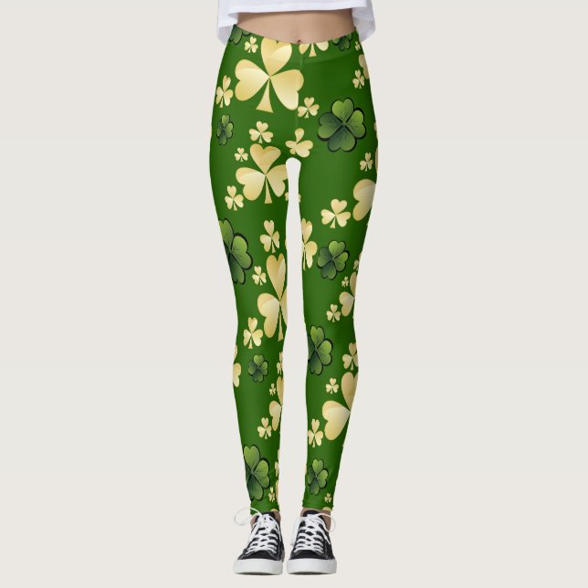 Många Shamrocks/ -Be iriska för en dag Leggings (Framsida)