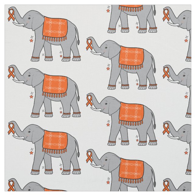 Många skleros Elephant of Awareness and Hope Tyg (Provkarta)