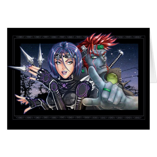 Manga skottpengarjägare hälsningskort (Framsidan Horizontal)