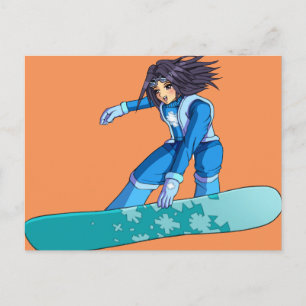 Manga Snowboarder Girl Vykort
