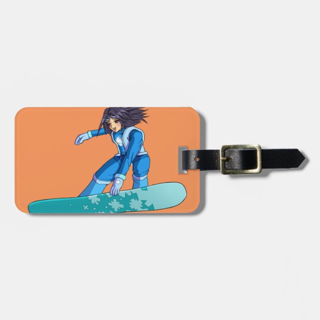Manga Snowboarderflicka Bagagebricka (Horisontell Framsida)