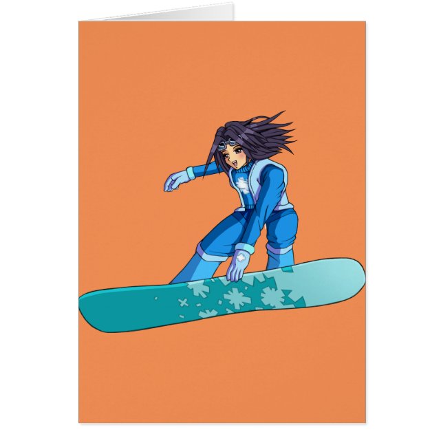 Manga Snowboarderflicka Hälsningskort (Framsidan)