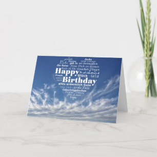 Många Språket Birthday Ord Cloud Kort