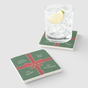 Många Språket God jul Red och Grönt Stenunderlägg