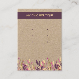 Många Stud Earring Visning Kraft Blommigt Boho Visitkort