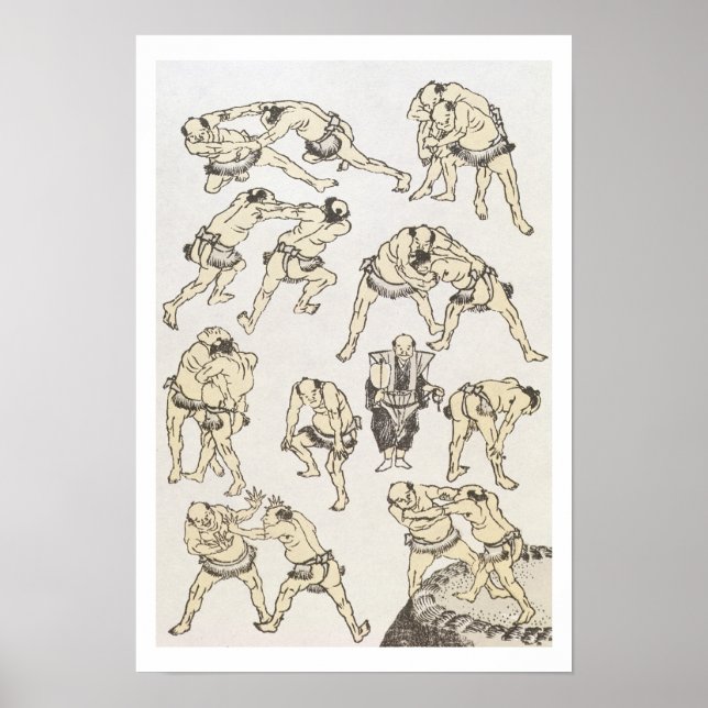 Manga: studier av gester och utfall av brottning poster (Framsidan)