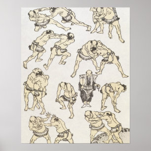 Manga: studier av gester och utfall av brottning poster