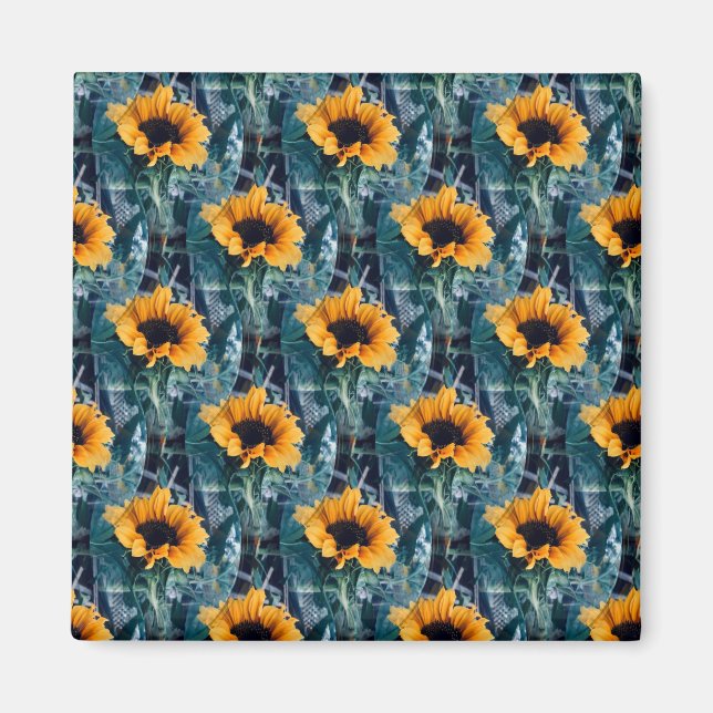 Många Sunny-blommor..... Magnet (Framsidan)