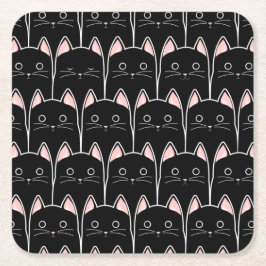 Många Svarta katter Mönster Underlägg Papper Kvadrat