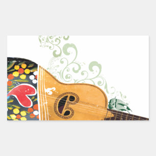 Många symboler av Portugal - portugisisk gitarr Rektangulärt Klistermärke