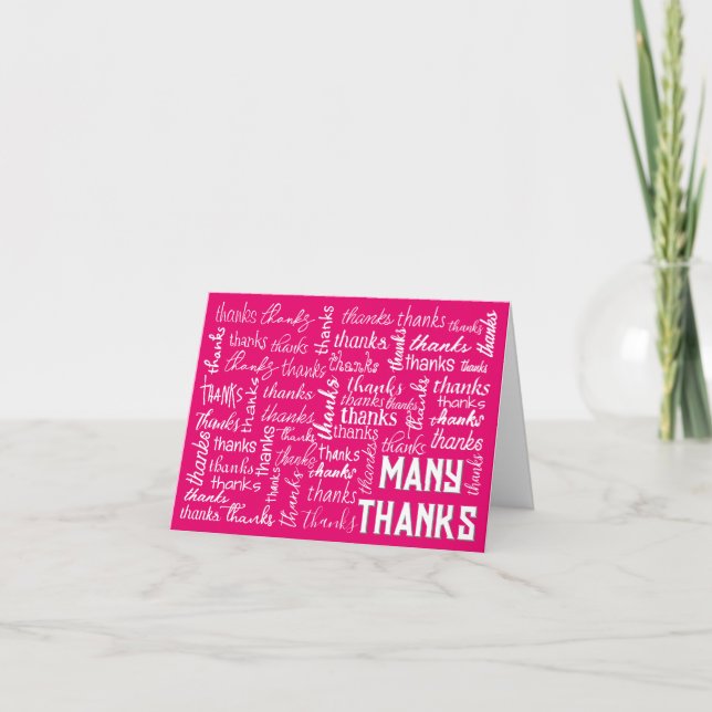 Många TACK Ord moln på Rosa Kort (Framsida)