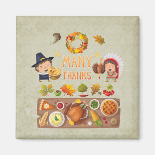 Många tack till Pilgrim och Native Thanksgiving Fe Magnet