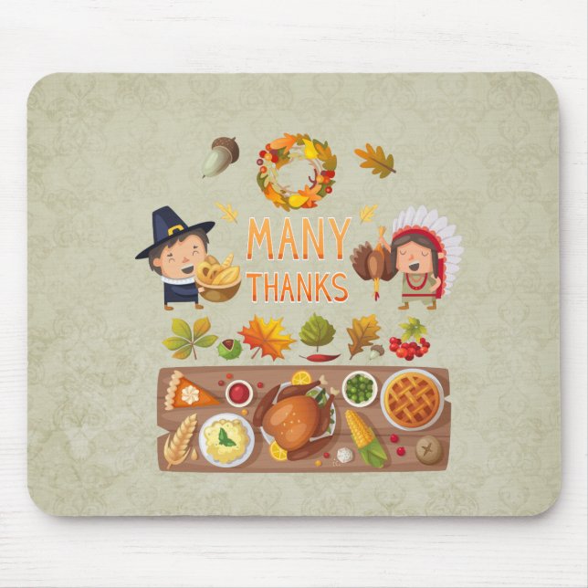 Många tack till Pilgrim och Native Thanksgiving Fe Musmatta (Framsidan)