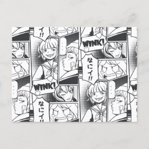 Manga Tecknad Seriebok Mönster Present Söt Sommar Vykort