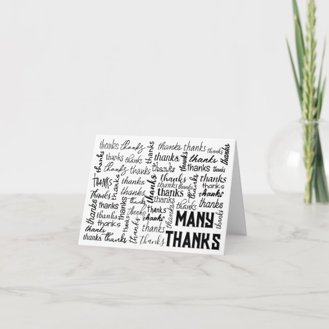 Många THANKS Ord Cloud Tack Kort (Framsida)
