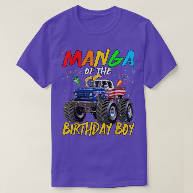 Manga The Birthday Boy Monster Truck Birthday Part T Shirt (Design framsida)