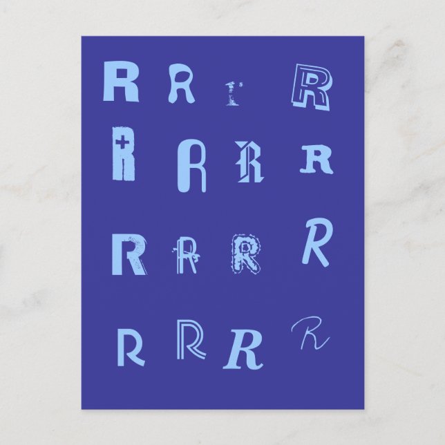 Många Typsnitt. Din Brev. Anpassningsbar Monogram  Vykort (Framsida)