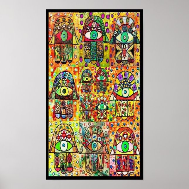 Många Vintage Tapastry Hamsas Poster (Framsidan)