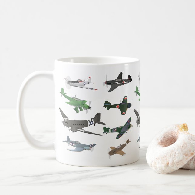 Många WW2-flygplan Kaffemugg (Med munk)