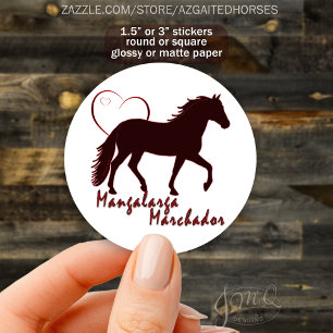 Mangalarga Marchador Horse Silhouette Heart Runt Klistermärke