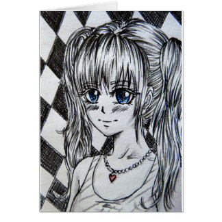 Mangamädchen mit blauen Augen Hälsningskort