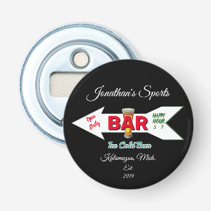 Mangan Cave Pub Beer Soda Button Magnetic Flasköppnare