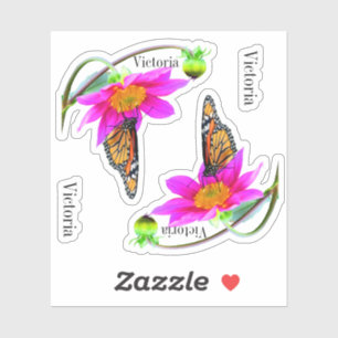 Mängd 2 Monarch Butterflies Dahlia Vinyl Stickers Klistermärken