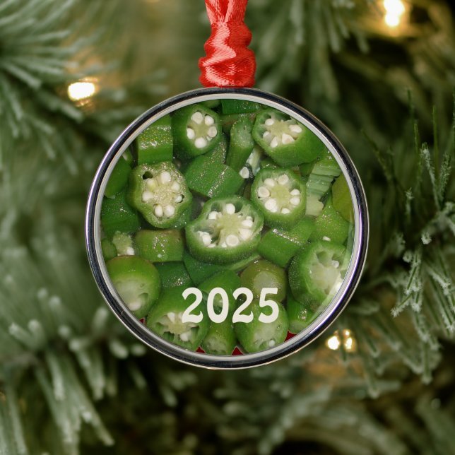 Mängder av segmenterad kokt Okra-prydnadsföremål Julgransprydnad Metall (Träd)