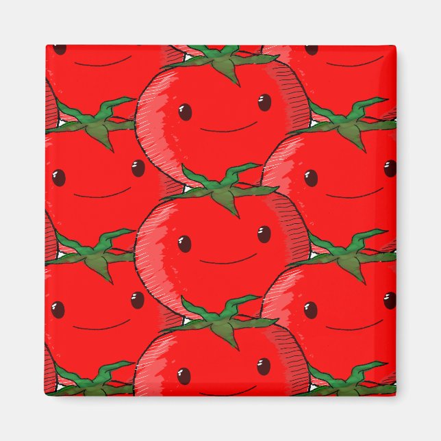 Mängder av Tomato Cute Mönster Teckning Magnet (Framsidan)