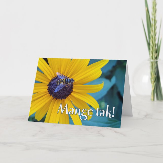 Mange tak Tack Väldigt mycket på danska med Bee Kort (Framsida)