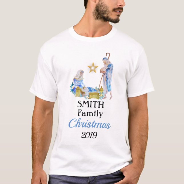 Manger Family-julskjorta T Shirt (Framsida)