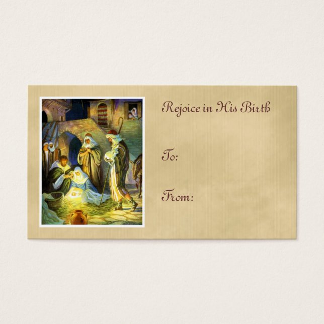 Manger Jesus Gift Märkre jul Visitkort (Framsidan)