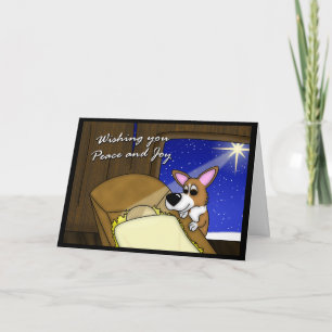 Manger Pembroke Welsh Corgi julkort Helgkort